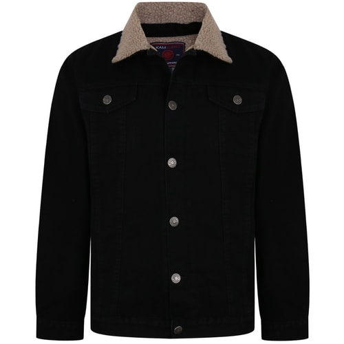 KAM Sherpa Lined Denim Jacket Black